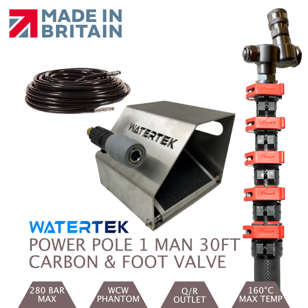 Watertek One Man Carbon Power Pole 30ft Mini Quick Release In/Out With Foot Pedal